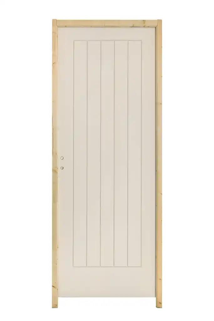 Bloc-porte Cottage 6 lignes blanc H.204 x l.73 cm, poussant droit