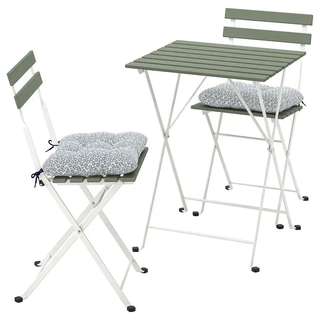 TÄrnÖ Table+2 chaises, extérieur, blanc/vert/klösan bleu