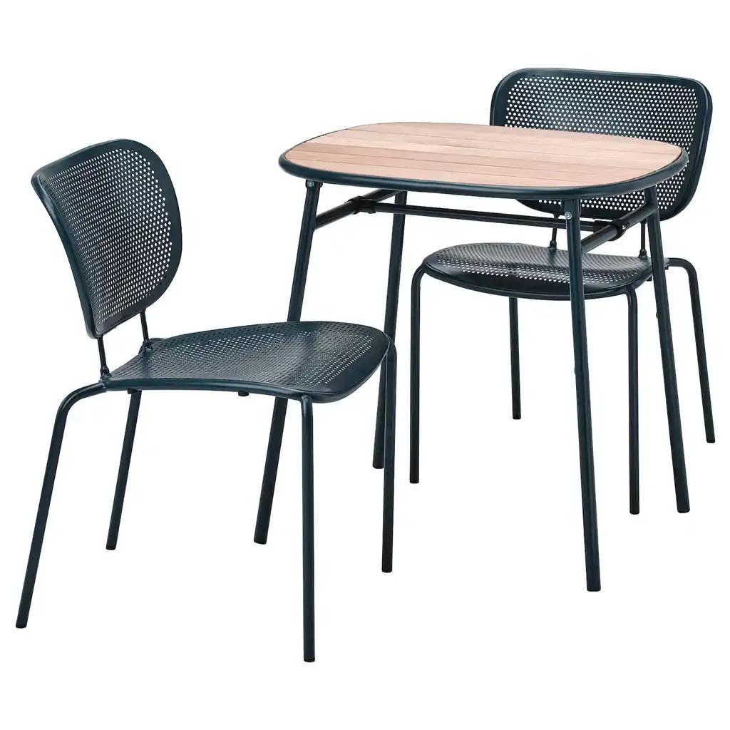 DuvskÄr Table et 2 chaises, extérieur/bleu noir