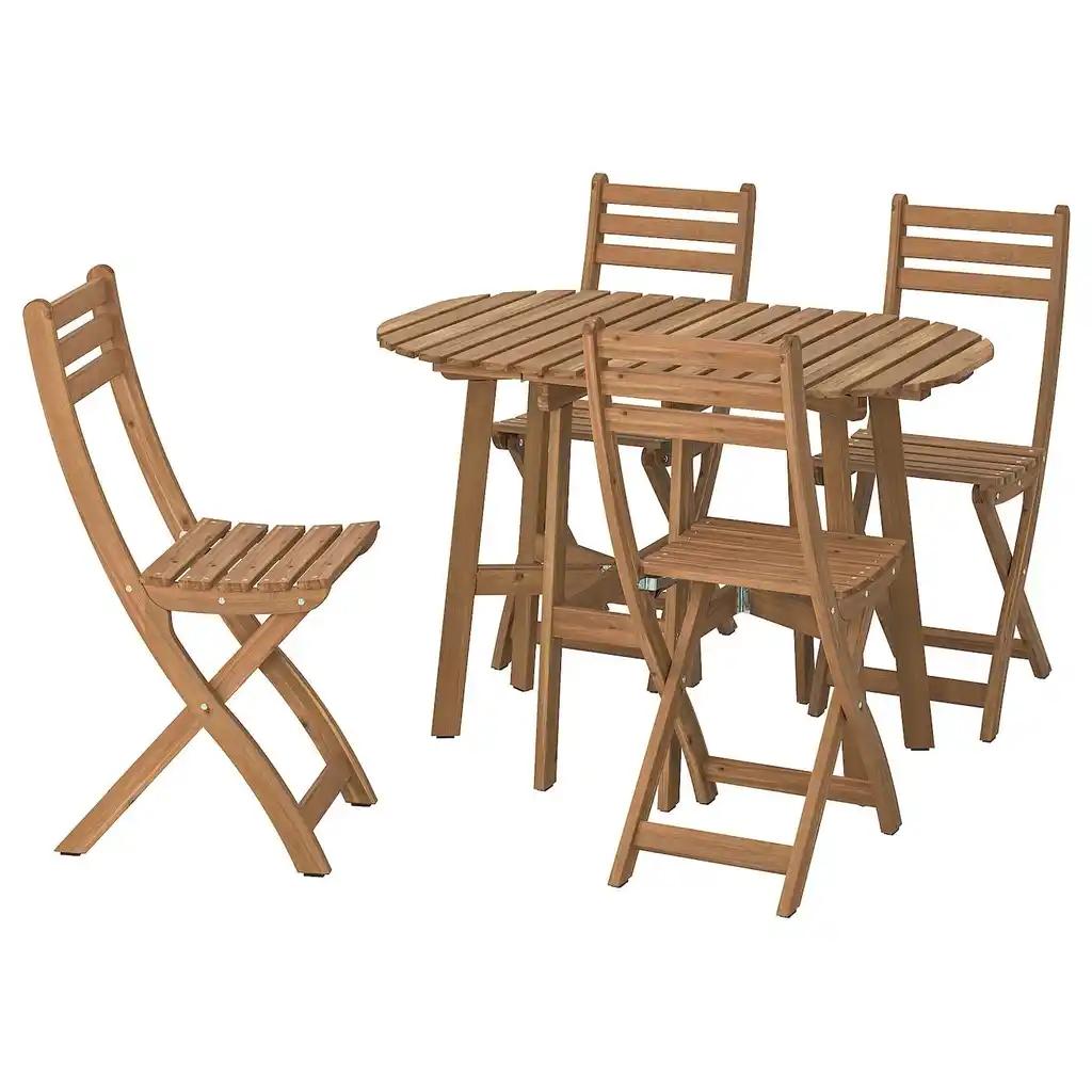 Askholmen Table pliante + 4 chaises, ext, pliable brun foncé