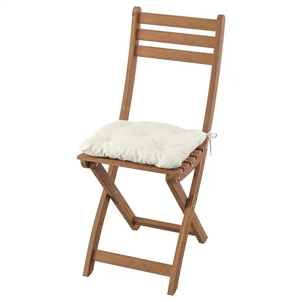 Askholmen Chaise, extérieur, pliable brun foncé/kuddarna beige