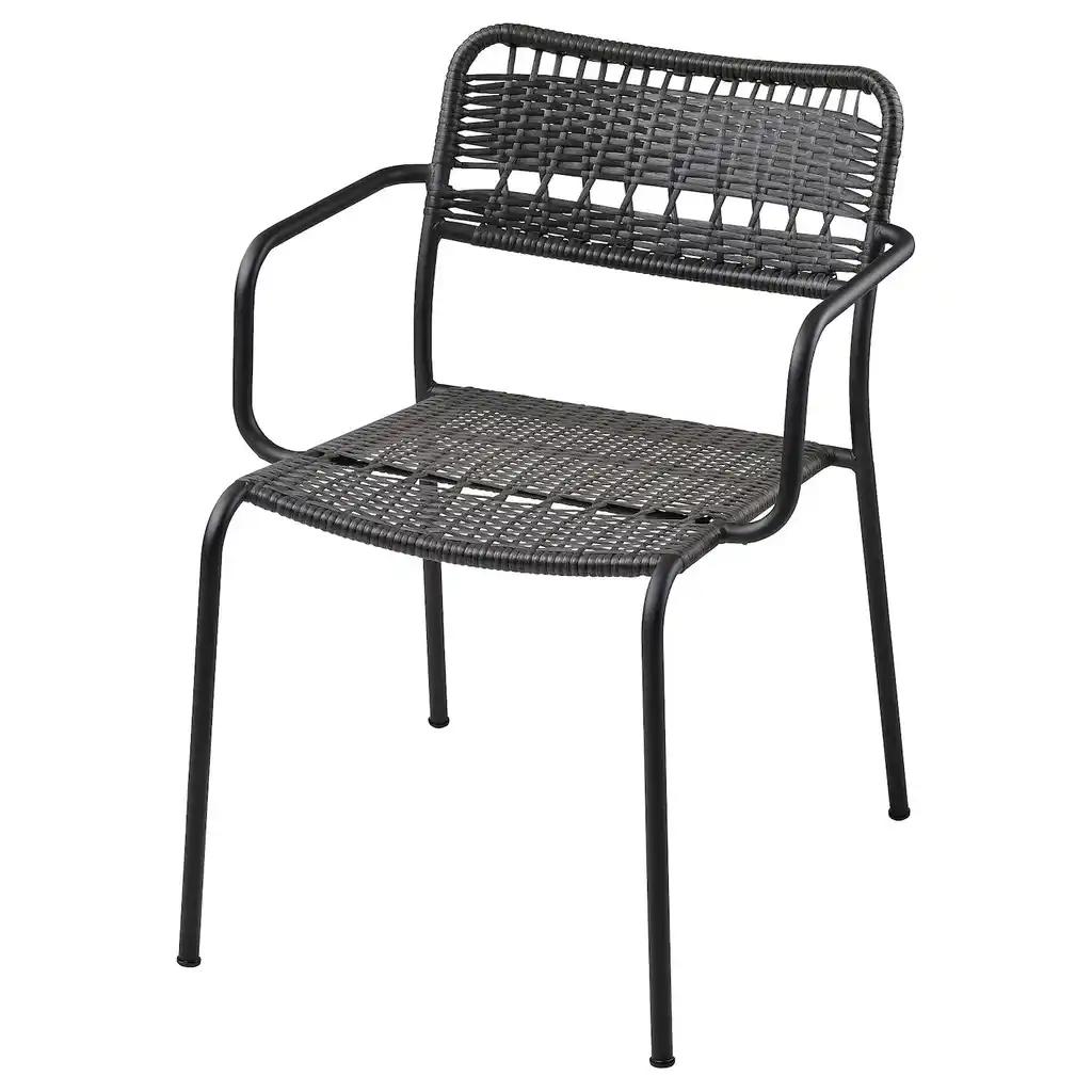 LÄckÖ Chaise avec accoudoirs, extérieur, gris foncé