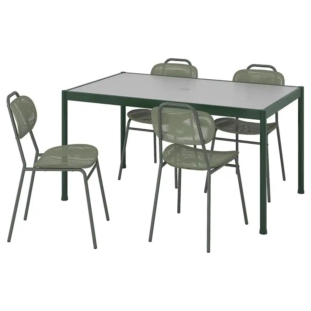 SegerÖn / ensholm Table et 4 chaises, extérieur vert foncé/vert, 147 cm