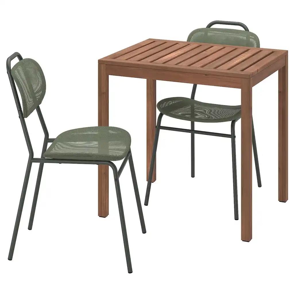 NÄmmarÖ / ensholm Table et 2 chaises, extérieur teinté brun clair/vert, 75 cm