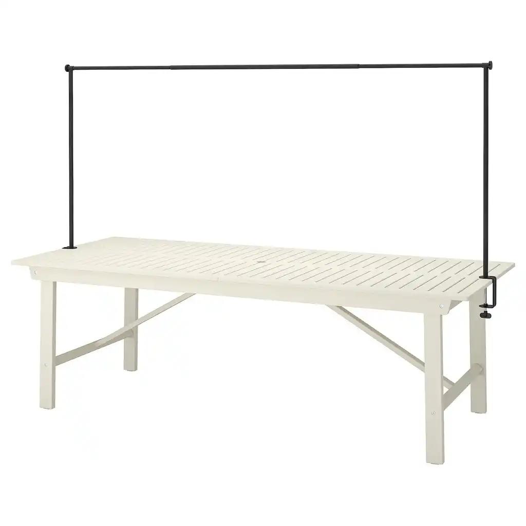 Bondholmen / helgeÖ Table avec barre décorative, extérieur blanc/beige/noir, 235 cm