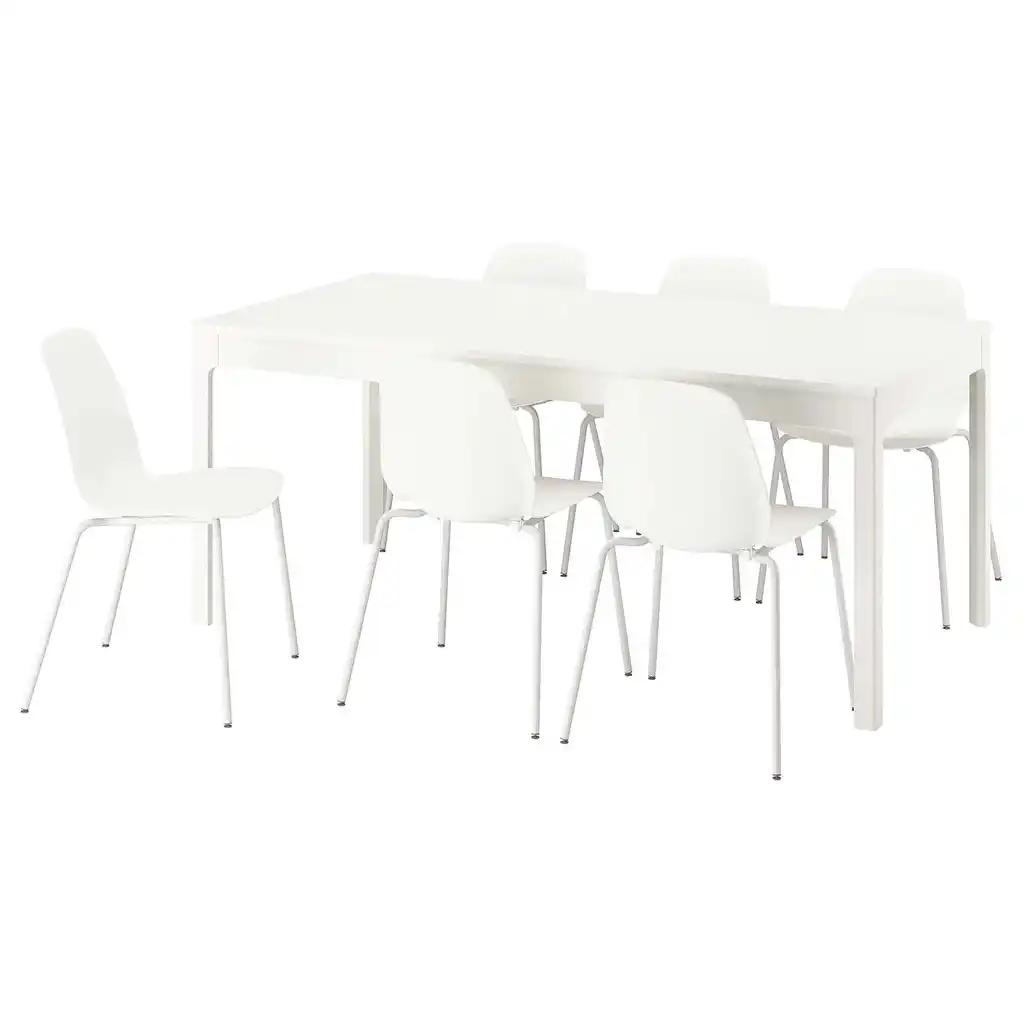 Ekedalen / lidÅs Table et 6 chaises, blanc/blanc blanc, 180/240 cm
