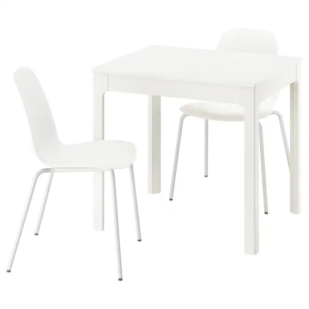 Ekedalen / lidÅs Table et 2 chaises, blanc/blanc blanc, 80/120 cm