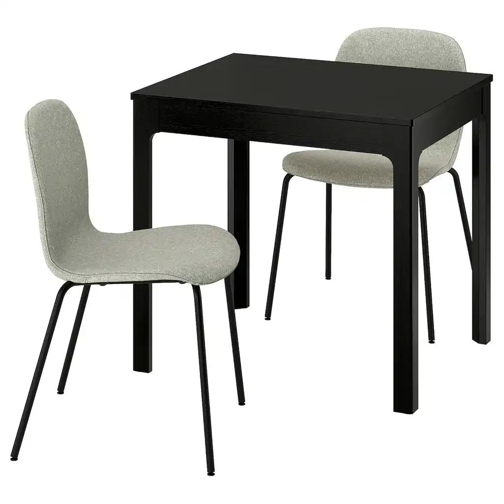 Ekedalen / karlpetter Table et 2 chaises, brun foncé/gunnared vert clair noir, 80/120 cm