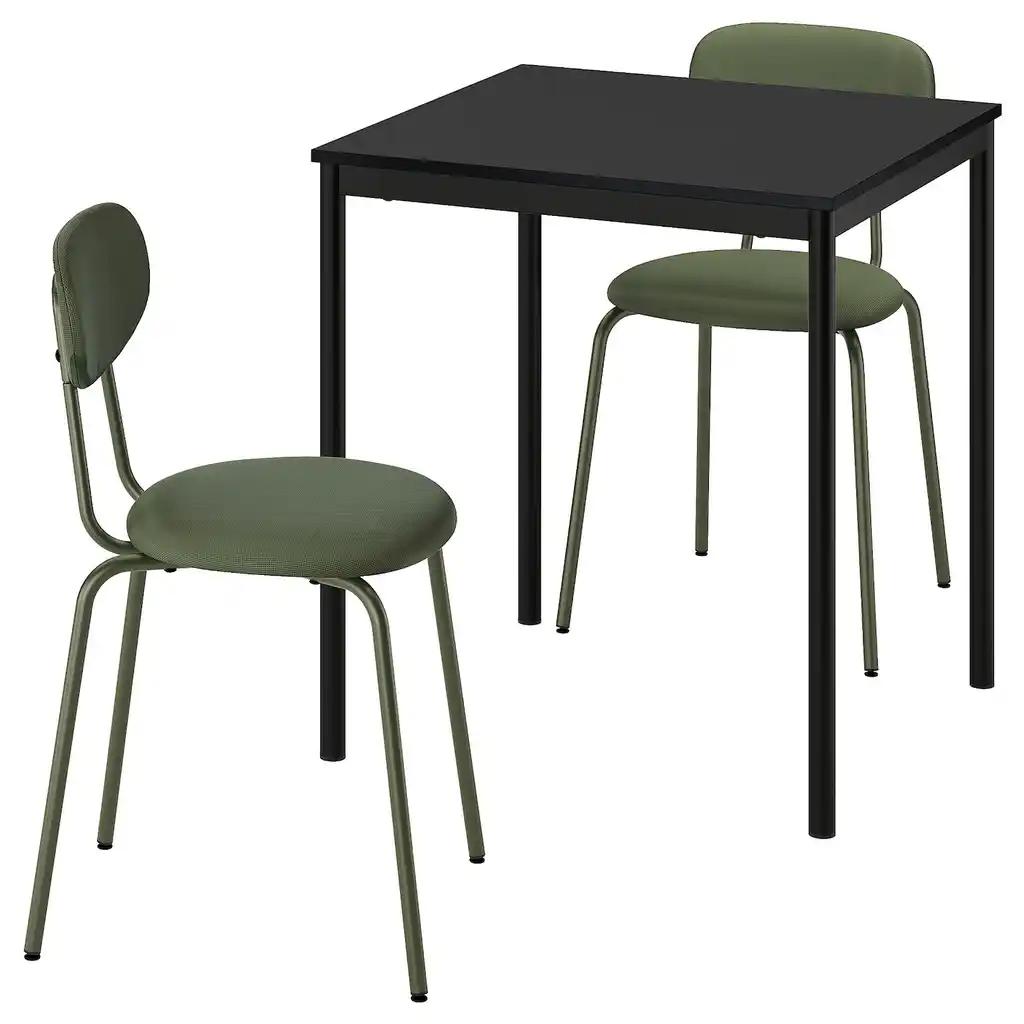 Sandsberg / ÖstanÖ Table et 2 chaises, noir noir/remmarn vert profond, 67 cm