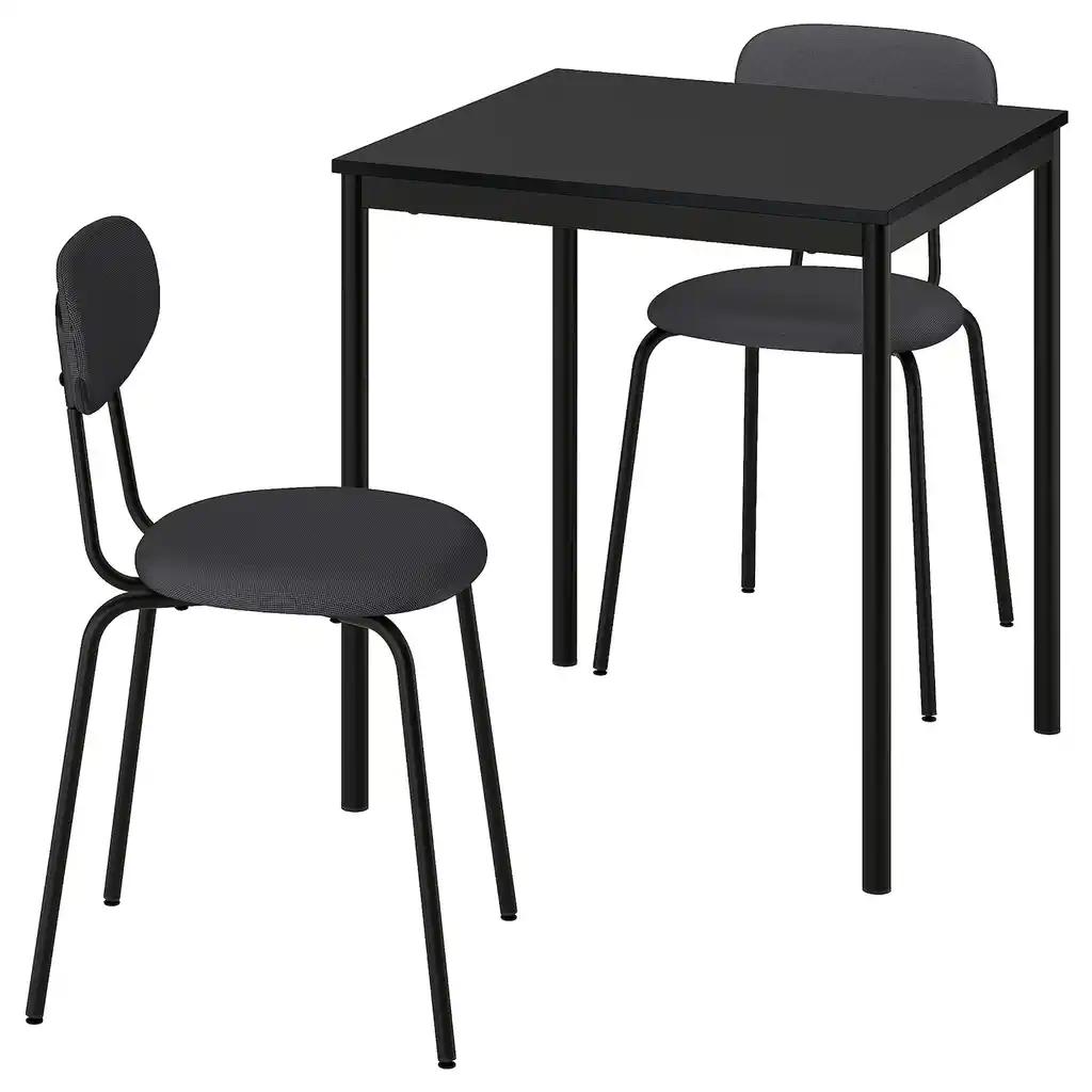 Sandsberg / ÖstanÖ Table et 2 chaises, noir noir/remmarn gris foncé, 67 cm