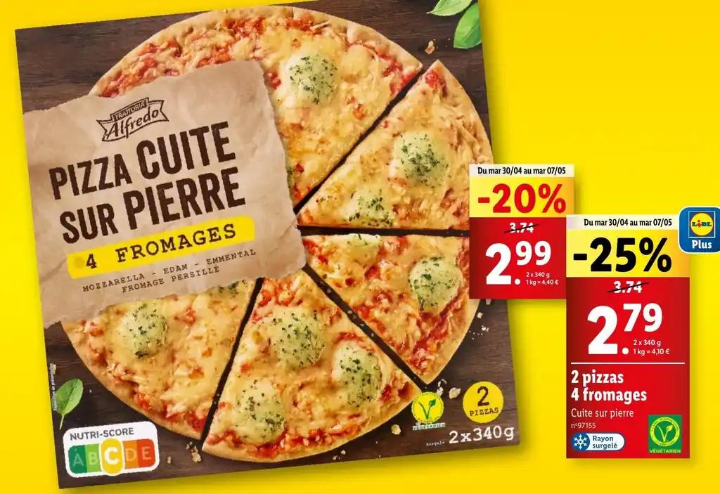 2 pizzas 4 fromages
