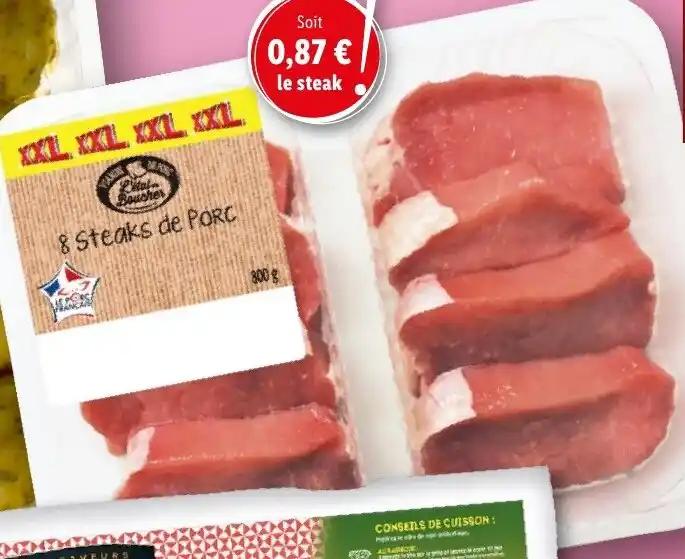 8 steaks de porc (¹)