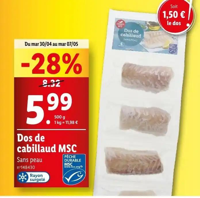 Dos de cabillaud MSC