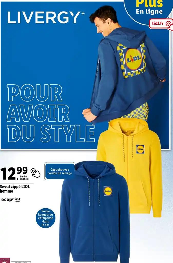 Sweat zippé LIDL homme