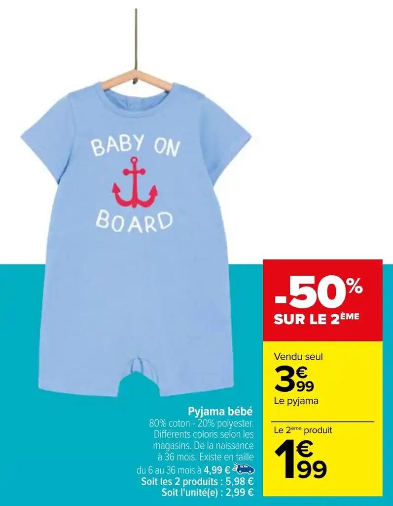 Pyjama bébé 80% coton