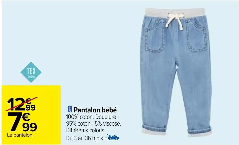 Pantalon bébé 100% coton.