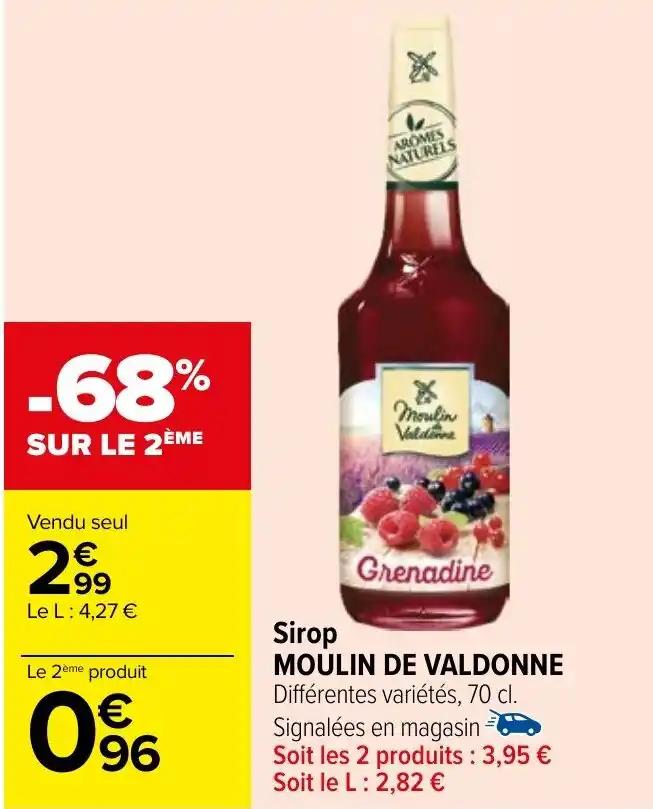 Sirop MOULIN DE VALDONNE Différentes variétés, 70 cl.