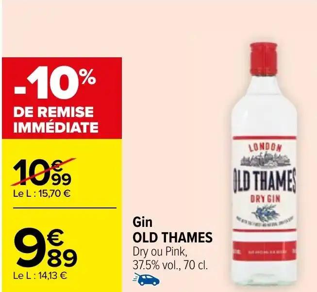 Gin OLD THAMES Dry ou Pink, 37.5% vol., 70 cl.