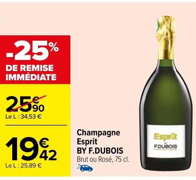 Champagne Esprit BY F.DUBOIS Brut ou Rosé, 75 cl.