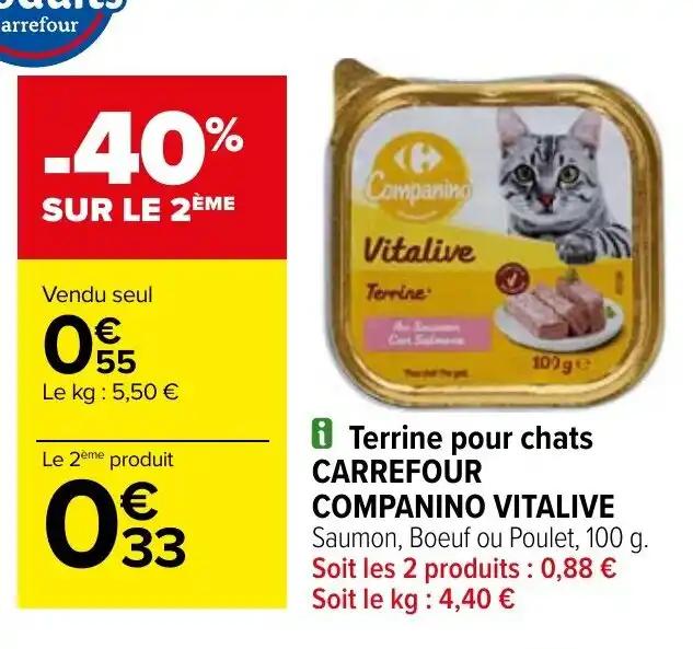 Terrine pour chats CARREFOUR COMPANINO VITALIVE