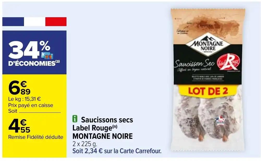 Saucissons secs Label Rouge(n) MONTAGNE NOIRE