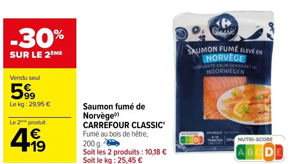 Saumon fumé de Norvège (r) CARREFOUR CLASSIC'