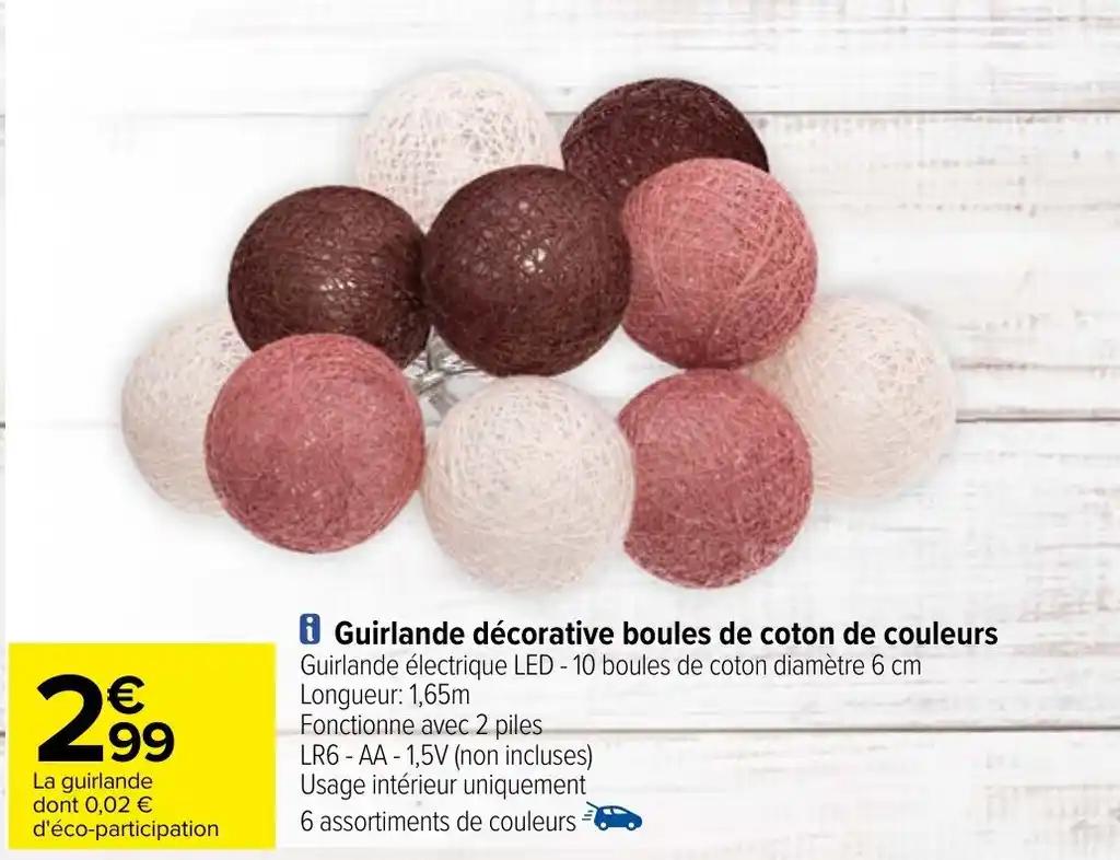 i Guirlande décorative boules de coton de couleurs
