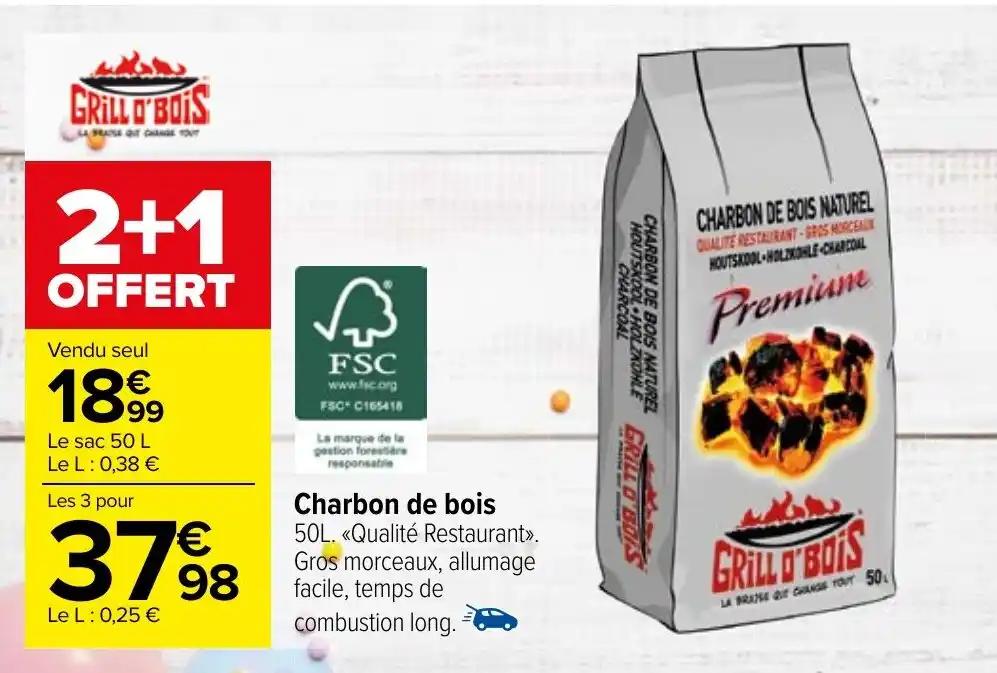 Charbon de bois 50L.