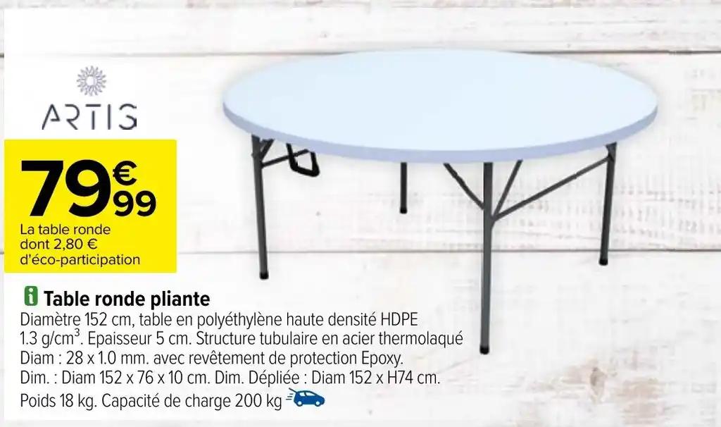 Table ronde pliante