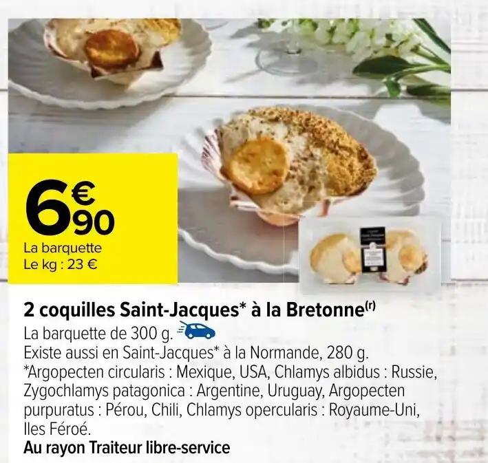 2 coquilles Saint-Jacques* à la Bretonne (r)
