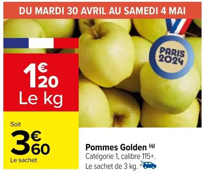 Pommes Golden (a) Catégorie 1, calibre 115+.