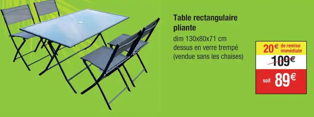 Table rectangulaire pliante