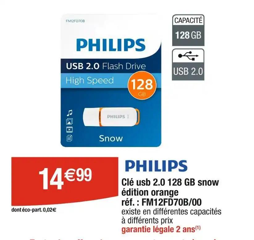 PHILIPS Clé usb 2.0 128 GB snow édition orange