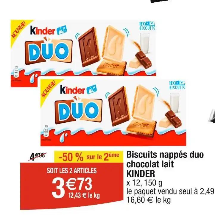 KINDER Biscuits nappés duo chocolat lait
