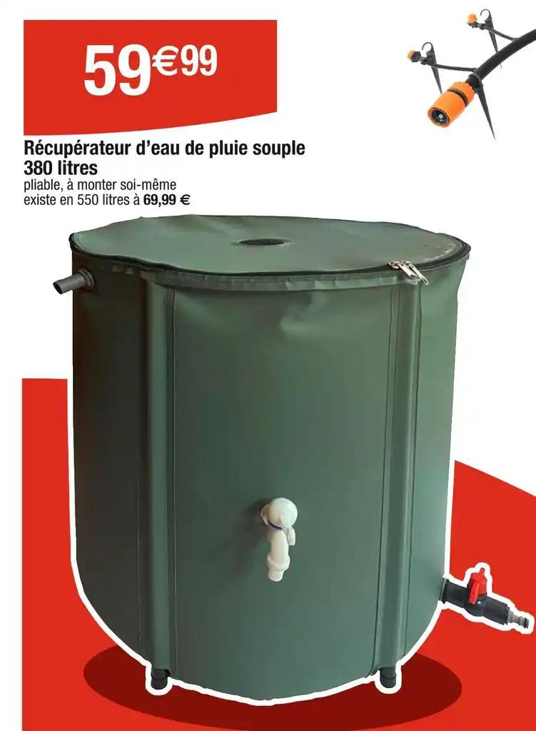 Récupérateur d’eau de pluie souple 380 litres