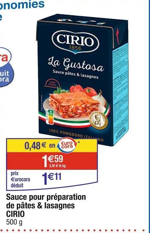 CIRIO Sauce pour préparation de pâtes & lasagnes