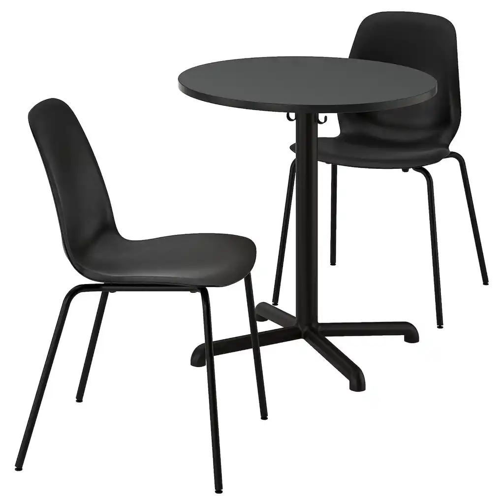 Stensele / lidÅs Table et 2 chaises, anthracite anthracite/noir/noir, 70 cm
