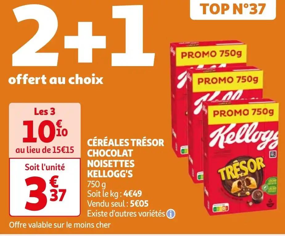 CÉRÉALES TRÉSOR CHOCOLAT NOISETTES KELLOGG'S