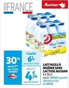Auchan - lait facile a digerer sans lactose