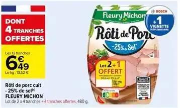 Fleury michon - rôti de porc cuit -25% de sel