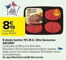 Socopa - 8 steaks hachés 15% m.g. ultra savoureux
