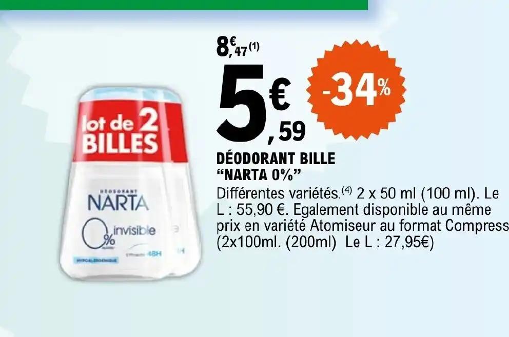 "NARTA 0%" DÉODORANT BILLE