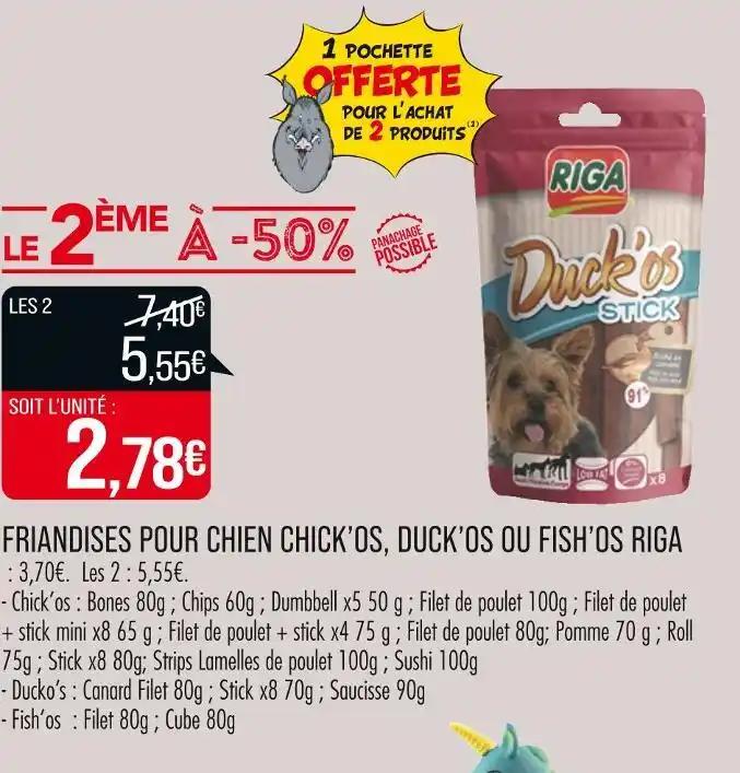 RIGA FRIANDISES POUR CHIEN CHICK’OS, DUCK’OS OU FISH’OS