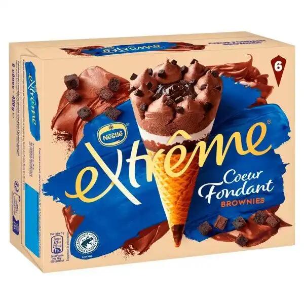 Glace Cône Cœur Fondant Vanille Chocolat Et Brownies Extreme