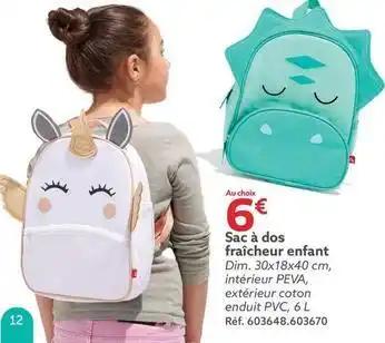 Sac à dos fraîcheur enfant