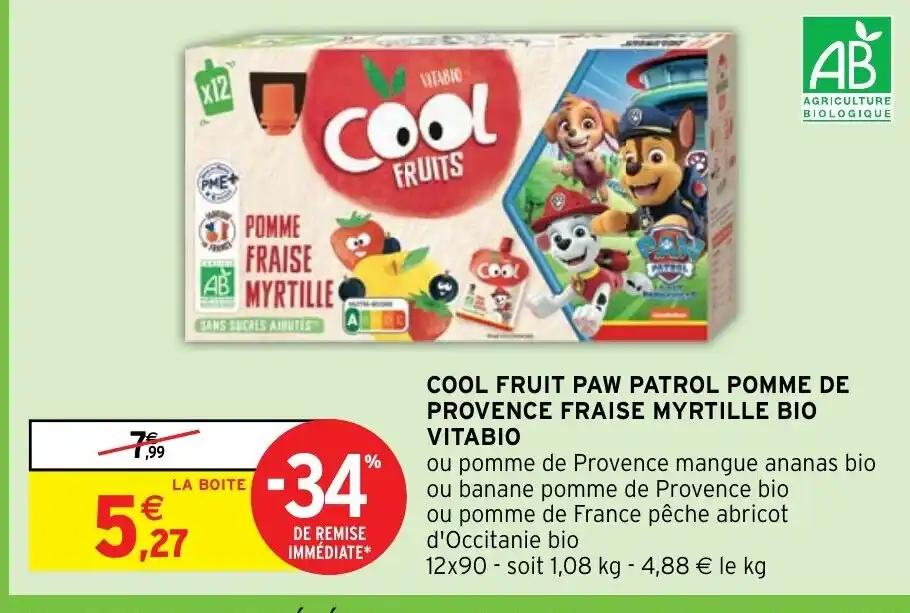 COOL FRUIT PAW PATROL POMME DE PROVENCE FRAISE MYRTILLE BIO VITABIO