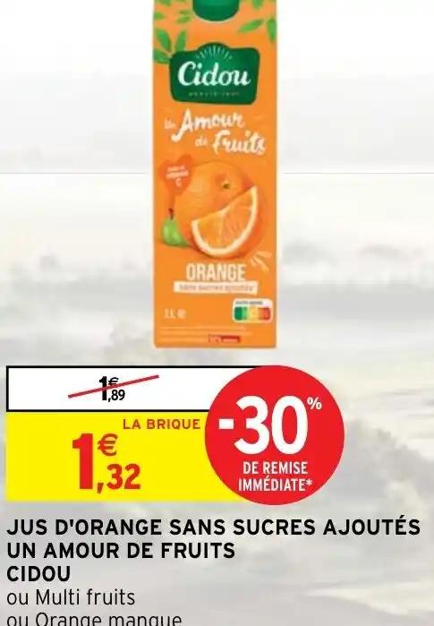 JUS D'ORANGE SANS SUCRES AJOUTÉS UN AMOUR DE FRUITS CIDOU