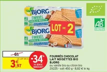 Bjorg - fourrés chocolat lait noisettes bio