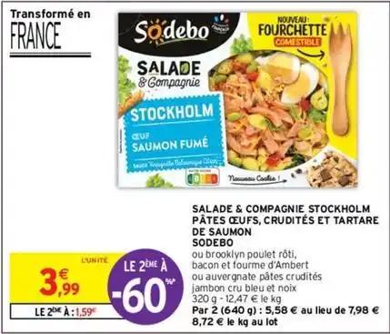 Sodebo - salade & compagnie stockholm pâtes œufs, crudités et tartare de saumon