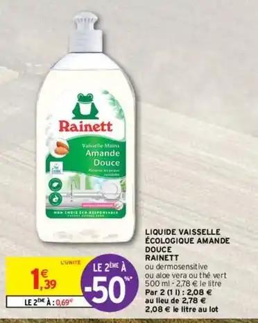 Rainett - liquide vaisselle écologique amande douce